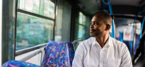 Man sitting on bus