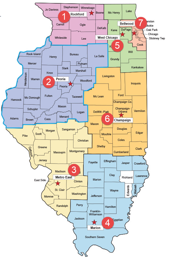 IDPH Health Region map